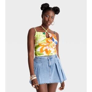 Women's Medium Strappy Tank Alani Noelle 60's Style Rave Retro Tie Boho Beach